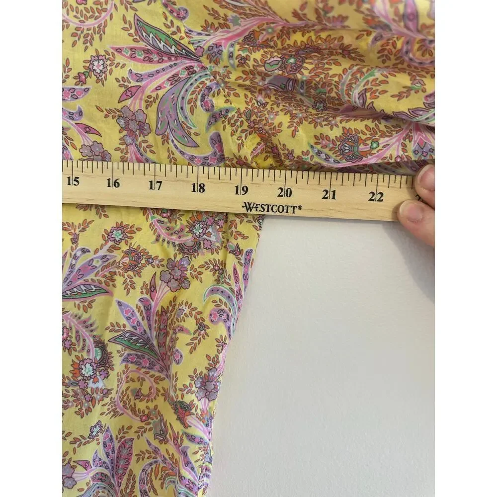 Ralph Lauren Women's 100% Cotton Preppy Purple/Yellow Pailsey Button Down Large - Picture 5 of 6